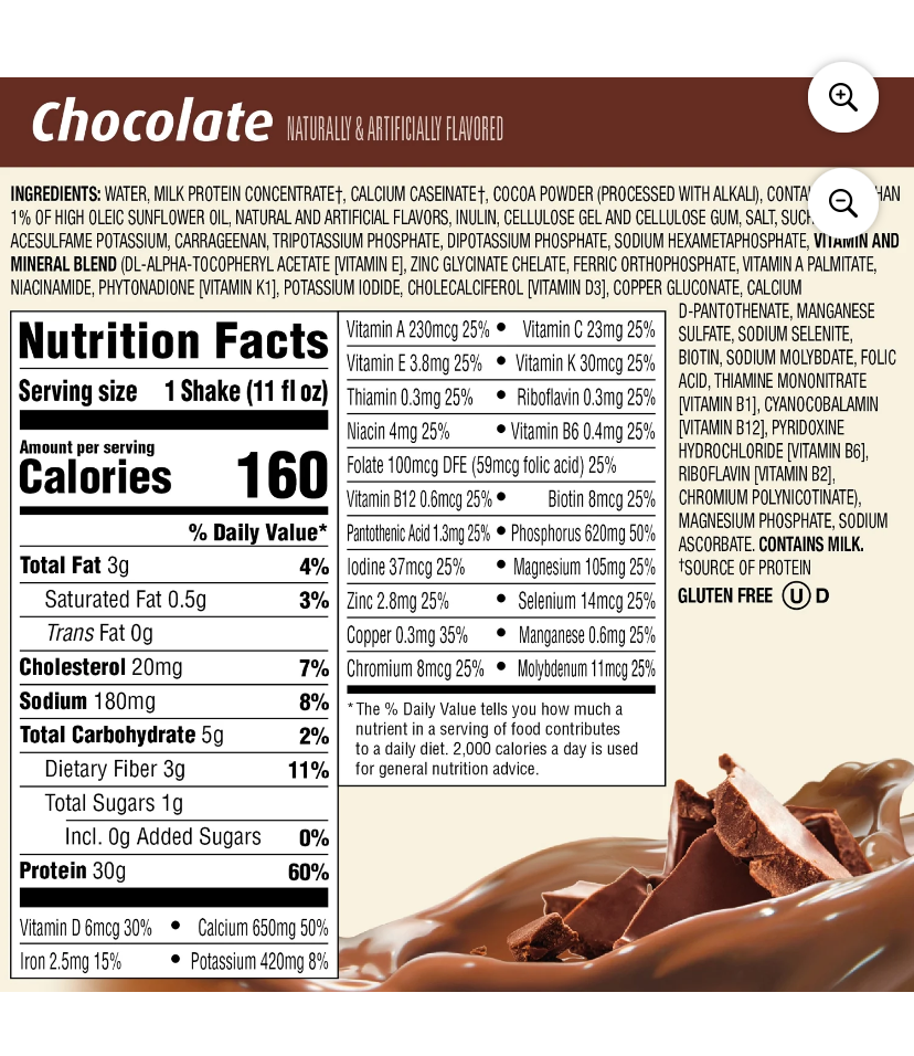 Premier Protein 30g of Protein + 24 vitamins and minerals chocolate flavor